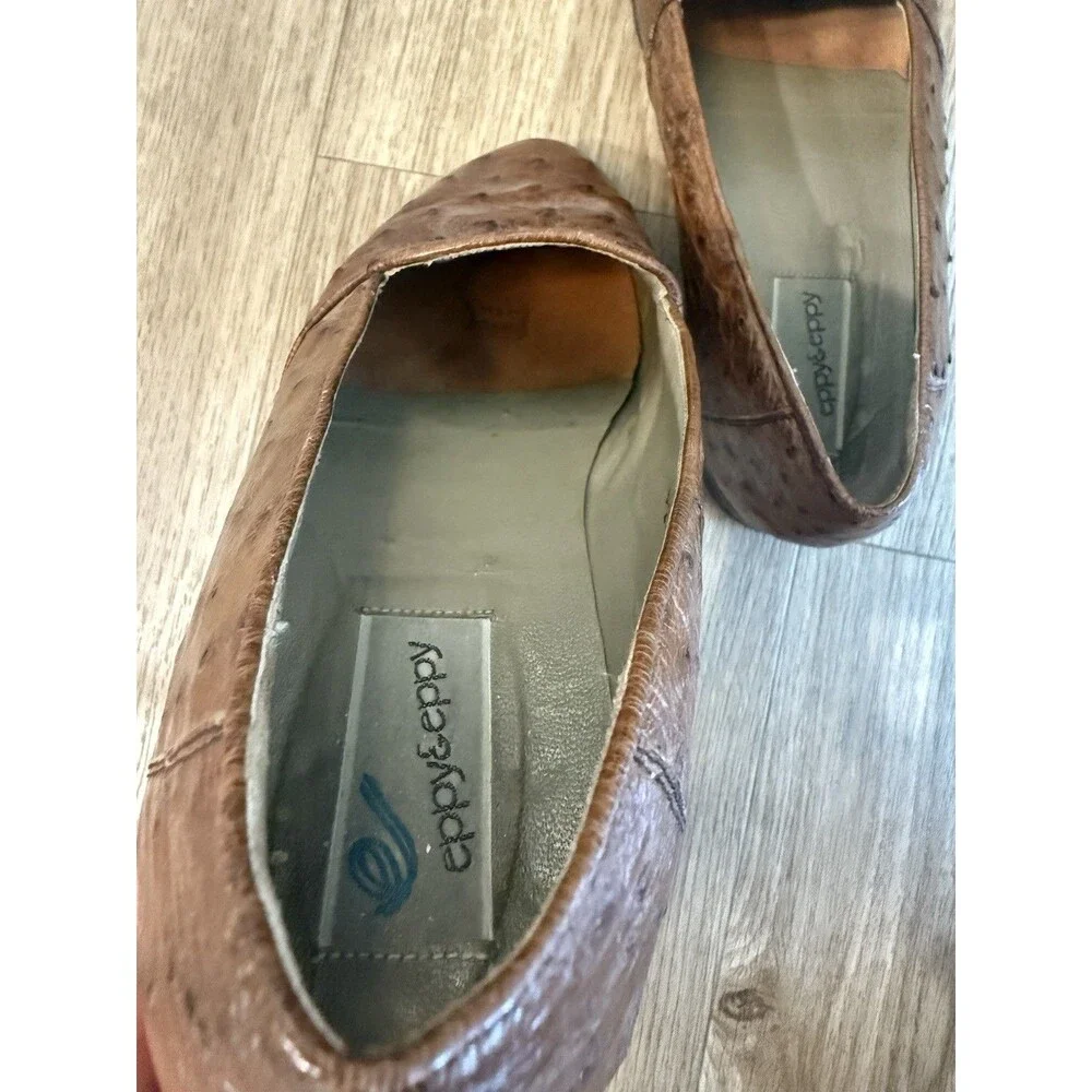 Men's Bourbon Brown Ostrich Slip On Loafers Eppy & Eppy 9.5 Vintage Rare